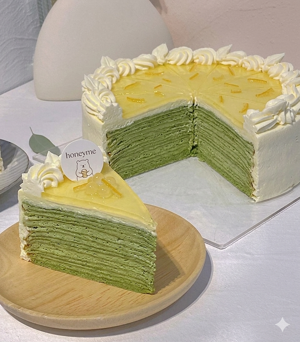 ヴェルチェライン　エステティッククリーム　デフィ Q03 Matcha Yuzu Mille Crepe Cake(抹茶柚子千层) | HoneyMe Bakery